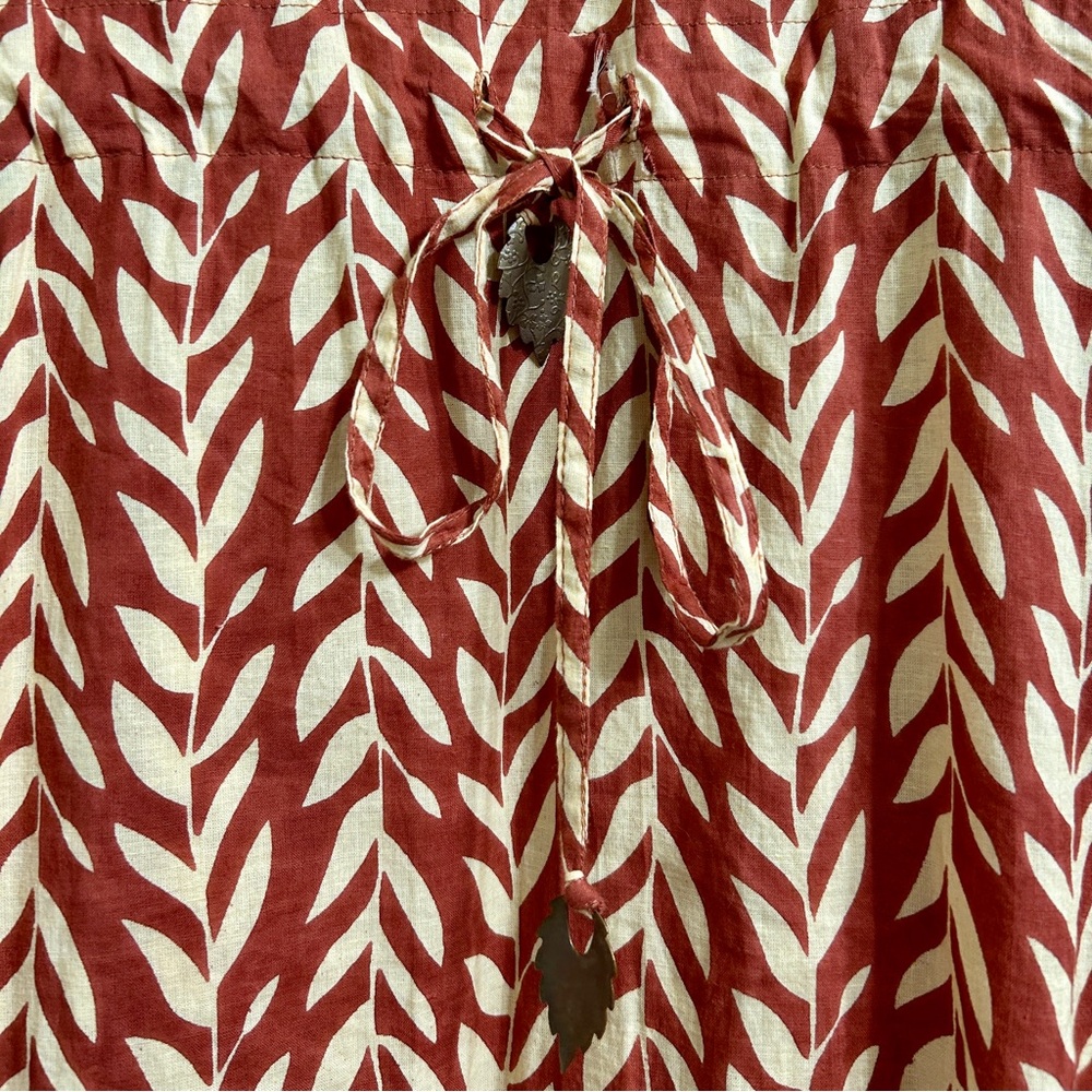 House of Harlow 1960 Brown Tan Leaf Pattern Long Caftan / Kaftan, One Size - Picture 5 of 7